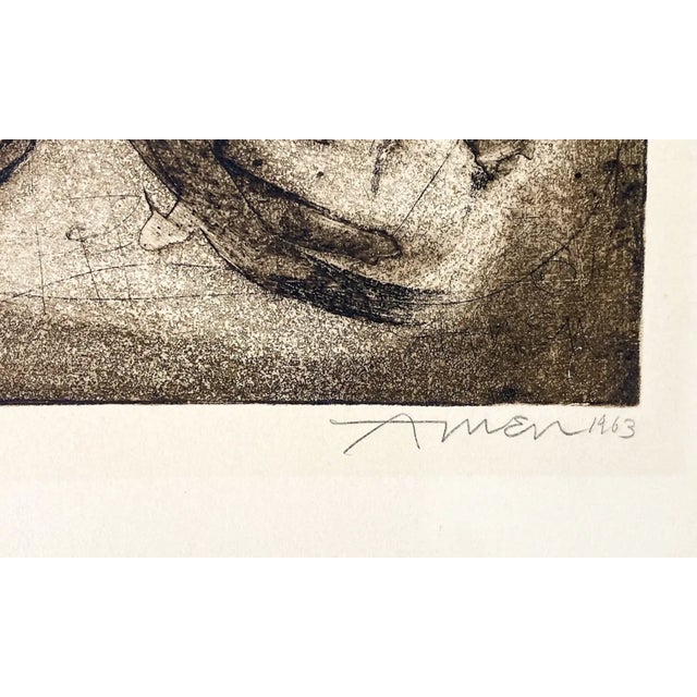 Portraiture 1963 Irving Amen Mask of Medusa Etching For Sale - Image 3 of 5