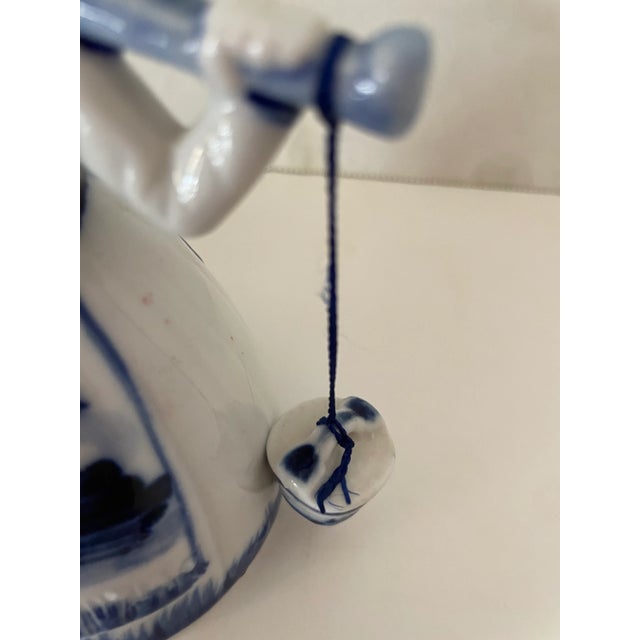 Ceramic Vintage Delft Blue and White Handpainted Porcelain Holland Milkmaid Marked For Sale - Image 7 of 8