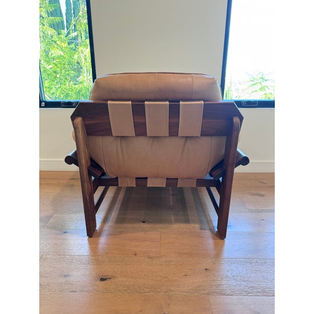 Tan Lawson Fenning Ojai Lounge Chair in Portola Oak Wood (Walnut) & Ojai Leather (Deer Tan) For Sale - Image 8 of 15