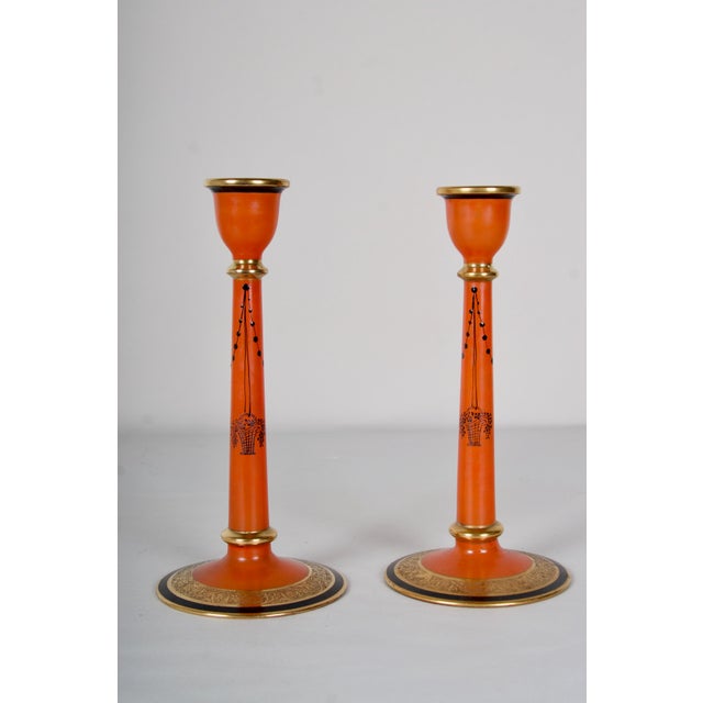 1940s Glass Charger and Matching Candlesticks With 24k Gold Details - 3 Piece Set For Sale - Image 11 of 13