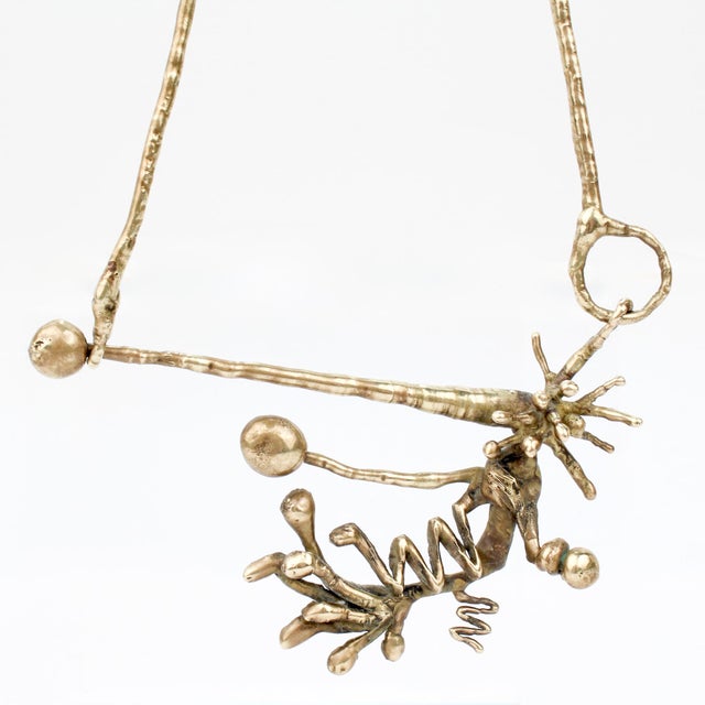 Mid-Century Modern Brass Brutalist Necklace For Sale - Image 11 of 12