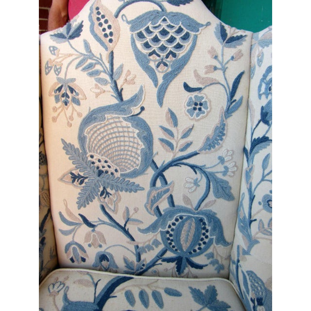 Vintage Queen Anne Style Embroidered Wingback "Tree of Life" Chair by