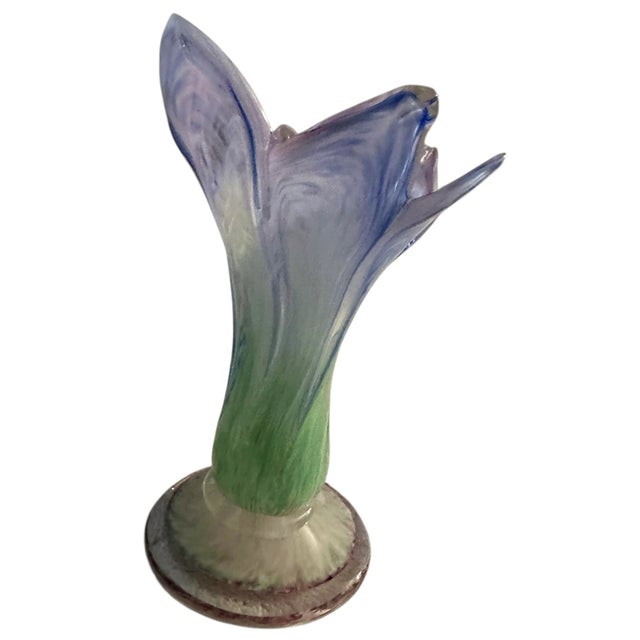Late 20th Century Vintage Art Glass Six Petal Vase For Sale - Image 5 of 11