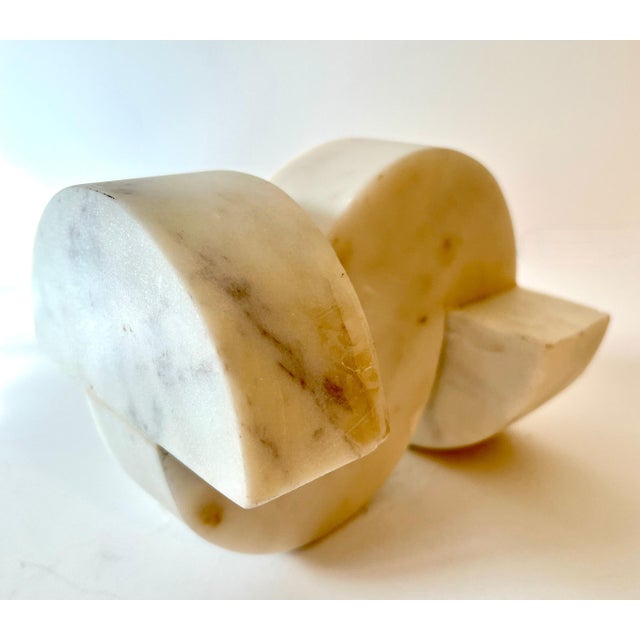 Geometric Italian Organic Carrara Marble Sculpture or Bookend For Sale - Image 4 of 6
