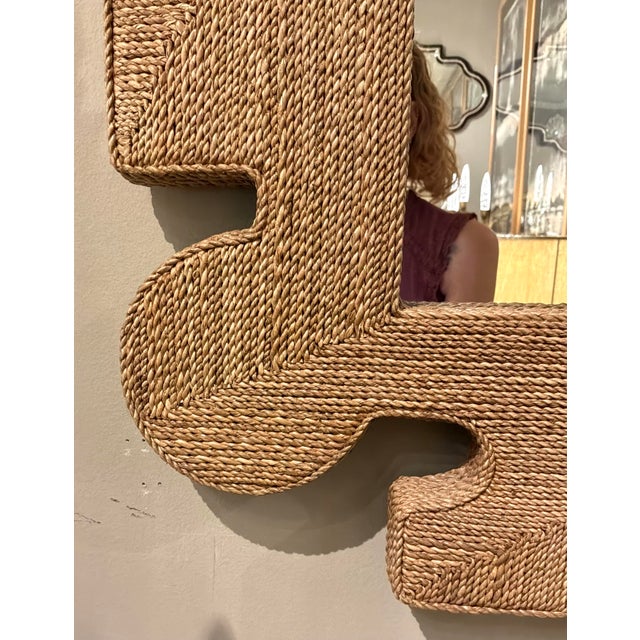 Arteriors Organic Modern Abaca Wrapped Mowgli Wall Mirror For Sale In Atlanta - Image 6 of 9