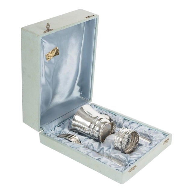 Baptism Set with Cup, Fork, Spoon, and Napkin Ring For Sale