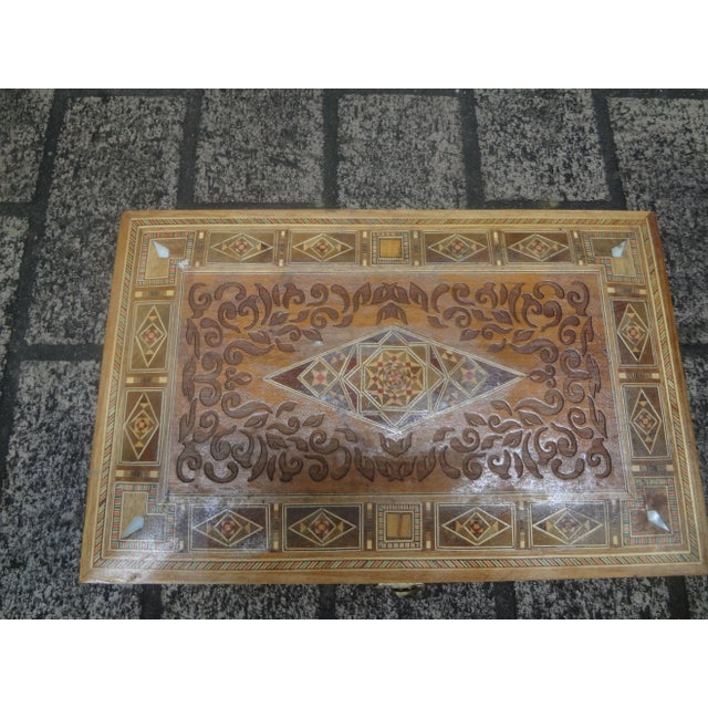 Moroccan Mid 20th Century Vintage Rectangular Moroccan Inlaid Decorative Box For Sale - Image 3 of 12