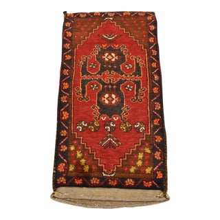 Malatya Rug Bag 1’10” X 3’8” Red Wool Vintage Tribal Hand-Knotted Carpet For Sale