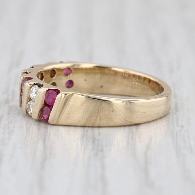 0.74ctw Ruby Diamond Ring 14k Yellow Gold Size 8.25 Stackable For Sale - Image 4 of 8