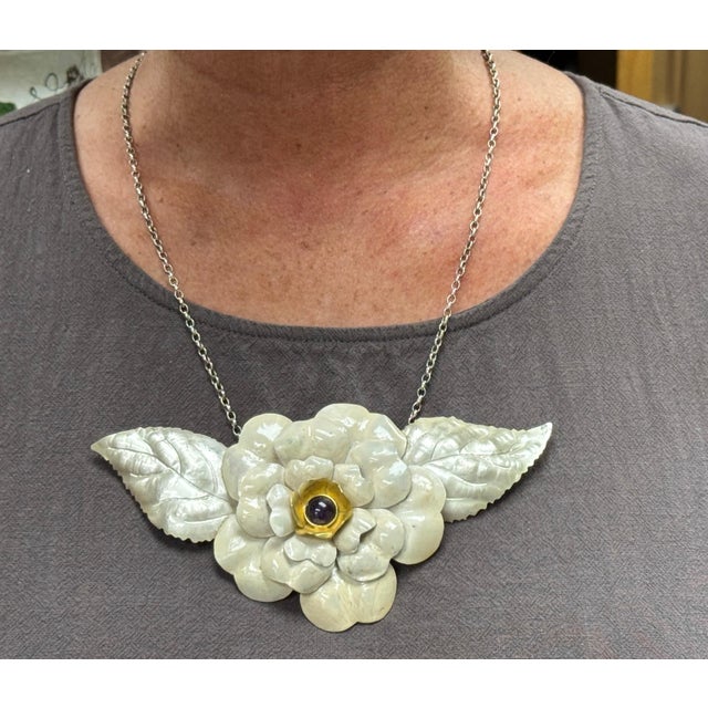 English Sterling & Enamel Flower Necklace, London, 1978 For Sale - Image 16 of 18