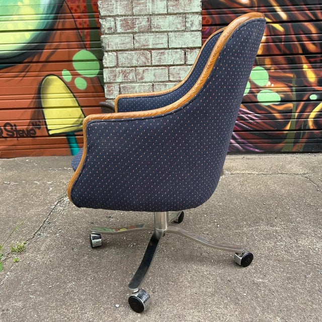 Set of 5 Ward Bennet Office Chairs Bentwood Stainless Polished Base For Sale - Image 11 of 13