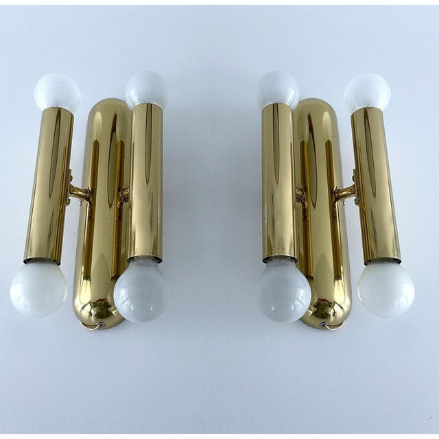 Vintage Space Age Brass Sconces, 1970s, Set of 2 For Sale - Image 4 of 18