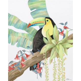 "Toucan Play at That Game" Tropical Bird Painting in the Chinoiserie Style For Sale
