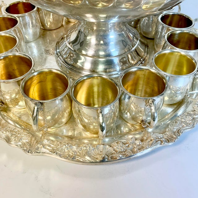 1940s Vintage Hollywood Regency Empire Towle Silver Plate Punch Bowl Set - 23 Pieces For Sale - Image 10 of 18