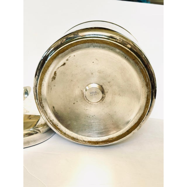 1940s Vintage Art Deco Style MCM Ice Bucket With Lucite Handle and Mercury Glass Interior For Sale - Image 5 of 6