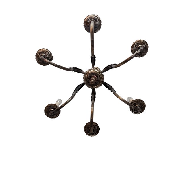 1940s Large Vintage Six-Arm Chandelier by Paavo Tynell, 1930s For Sale - Image 5 of 14