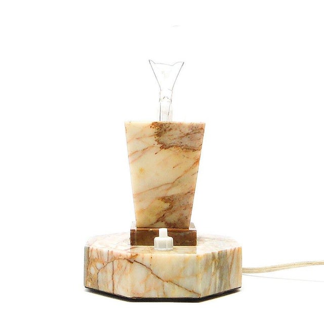 Art Deco Stone Table Lamp, Czechoslovakia, 1930s For Sale - Image 6 of 13