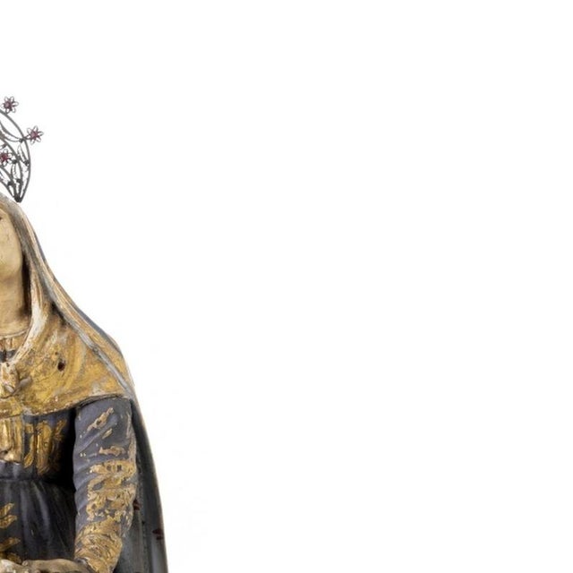Portuguese Artist, Our Lady of Sorrows, 19th Century, Polychrome and Gilded Wood For Sale - Image 4 of 6