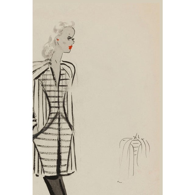 Not Yet Made - Made To Order Vintage French Fashion Art Print – Black and White Fashion Illustration, 24" X 32" For Sale - Image 5 of 8