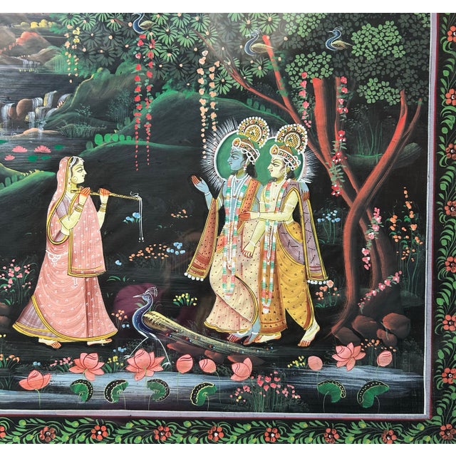 1980s Vintage Original Large Framed Indian Hindu Wedding Painting For Sale - Image 5 of 6