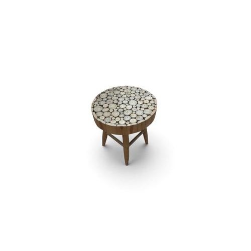 Round Wooden Table with Decorative Trunk Section Top For Sale - Image 3 of 7
