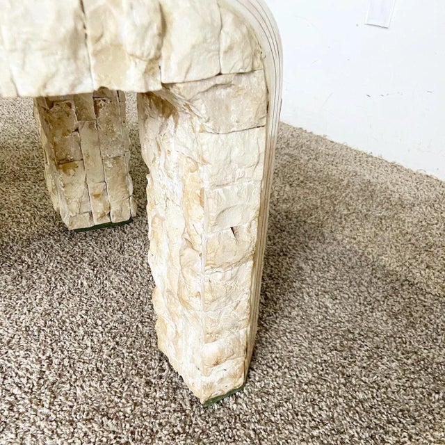 Beige Postmodern Pink and Beige Tessellated Stone Coffee Table For Sale - Image 8 of 10