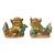 Pair Chinese Tri Color Glaze Ceramic Fengshui Fu Dog Figures For Sale