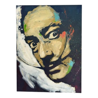 Huge 4’x3’ Artist Amy Burkman (From Tig Notaro Shows) Painting of Salvador Dali Large For Sale