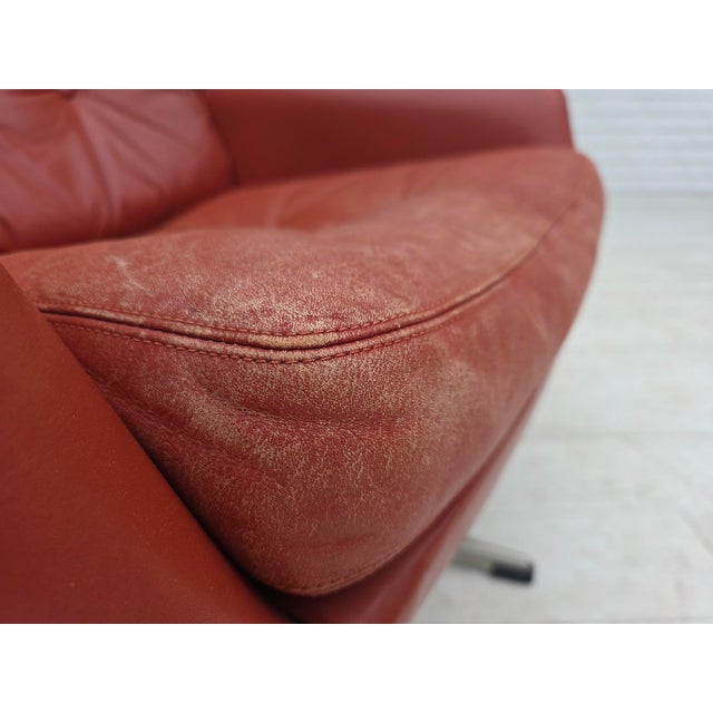 Metal Danish Swivel Armchair in Furniture Leather by H.W. Klein for Bramin, 1970s For Sale - Image 7 of 18
