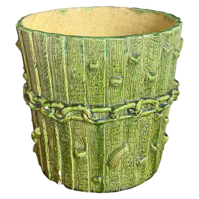 19th Century English Glazed Faux Bois Planter For Sale - Image 4 of 16