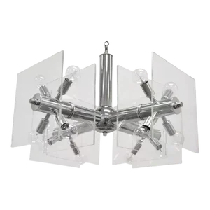 Mid-Century Modern Chrome and Lucite Sputnik Orb Chandelier