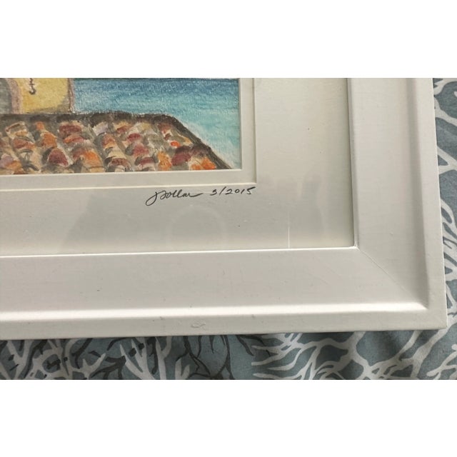 2015 Impressionist Original J. Zollar Watercolor Painting "By the Sea" For Sale - Image 4 of 5