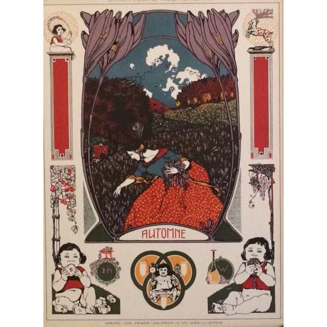 A pair of circa 1900 German decorator prints - fall/winter. Note from seller: We recently purchased these plates along...