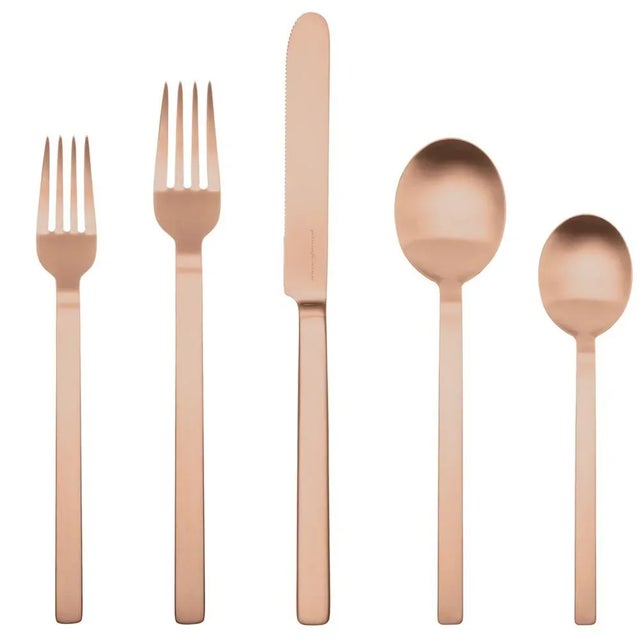 Contemporary Mepra Stile 20-Piece Flatware Set, Ice Bronzo For Sale - Image 3 of 3