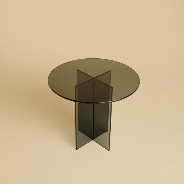 Contemporary Round Smoked Glass Side Table by Lebanto For Sale - Image 3 of 4
