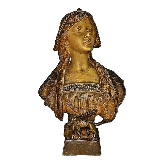 Antique White Plaster Teracotta Bust - Venetian Girl by Richard Aurili For Sale