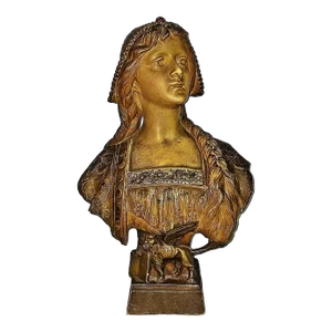 Antique White Plaster Teracotta Bust - Venetian Girl by Richard Aurili