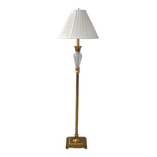 Waterford Crystal & Brass Column Floor Lamp For Sale