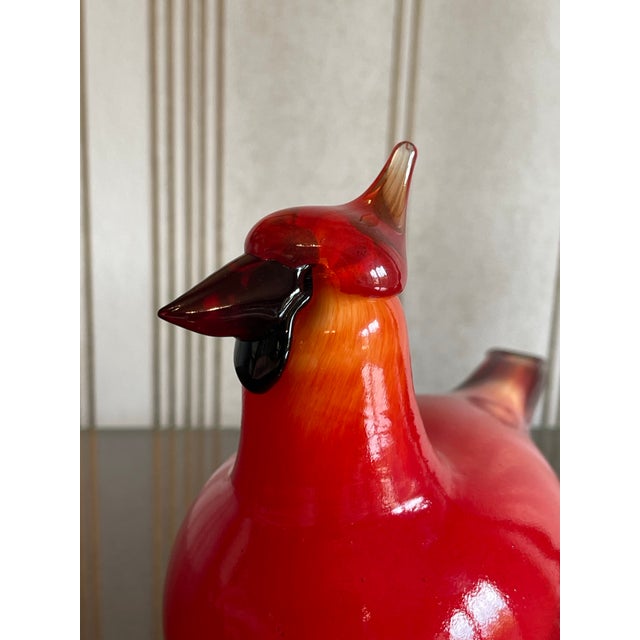 Red Oiva Toiika Hand Blown Glass Cardinal For Sale - Image 8 of 12