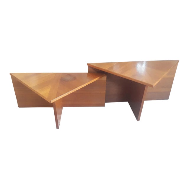 Vintage Mid Century Laurits M Larsen Triangle Teak Side Coffee Tables - a Pair For Sale