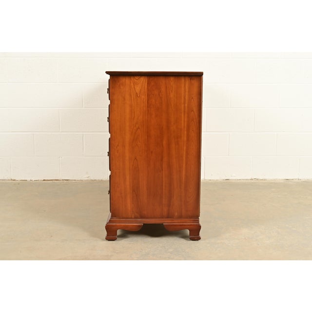 L. & J. G. Stickley Georgian Solid Cherry Wood Eight-Drawer Double Dresser, Circa 1950s For Sale - Image 14 of 16