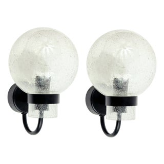Vintage Glass Wall Lights from Limburg, Germany, 1980s, Set of 2 For Sale