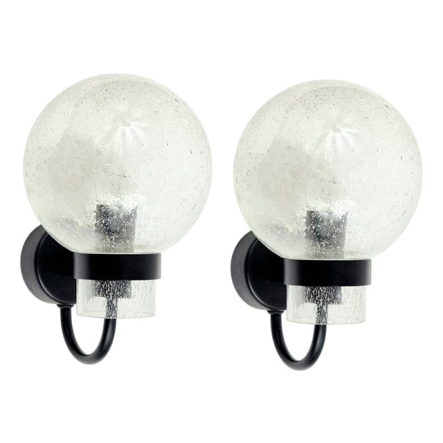 Vintage Glass Wall Lights from Limburg, Germany, 1980s, Set of 2 For Sale