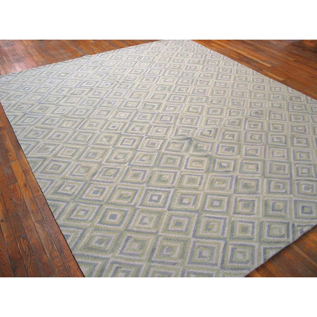 Contemporary 2000s Soft Diamond Modern Contemporary American Rag Rug 8' X 10' Handwoven Cotton Carpet For Sale - Image 3 of 4