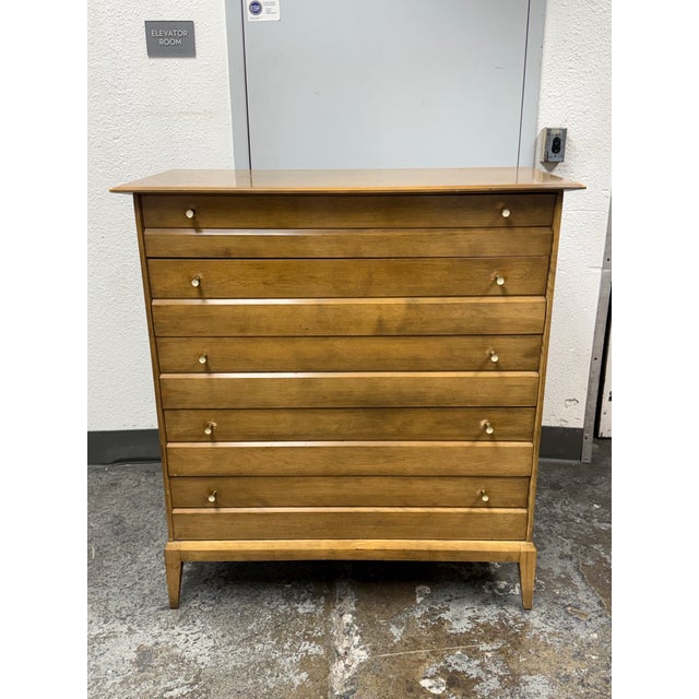 Design Plus Gallery presents the Cadence High Chest of Drawers from Heywood Wakefield. This vintage five drawer chest...