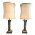 1970s Rembrandt Lamp Company Hollywood Regency Brass Palm Leaf Torchiere Table Lamps With Original Shades - a Pair For Sale