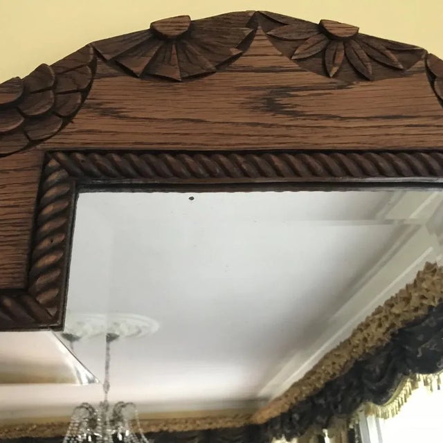 Art Deco Bevelled Crystal Mirror with Wooden Oak Frame, 1920s For Sale - Image 15 of 18