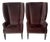 Pair Custom Mogul Los Angeles Espresso-Brown Velvet High-Back Wing Chairs For Sale