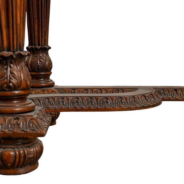 Early 20th Century French Carved Walnut 3 Drawer Console Server Table For Sale In West Palm - Image 6 of 10