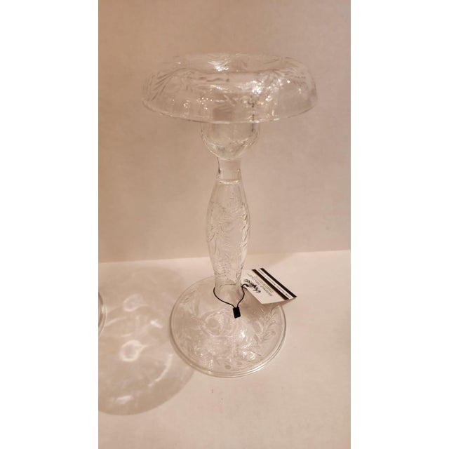 Traditional Pair of Early 20th Century Glass Candle Stick Centerpieces For Sale - Image 3 of 9